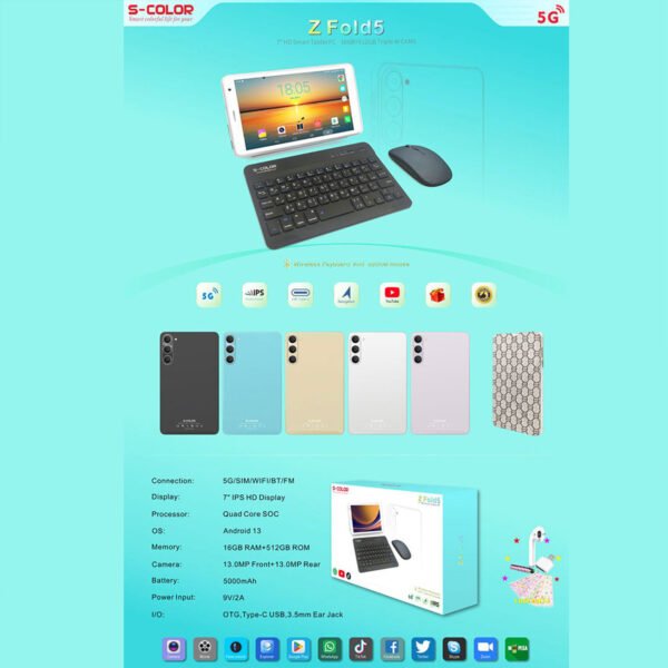 ⁦Tablet with Keyboard and Bluetooth Mouse (6-month warranty) + Foldable Laptop Table + Gift Set⁩ - الصورة ⁦2⁩
