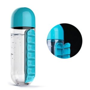 Water bottle with pill organizer bag