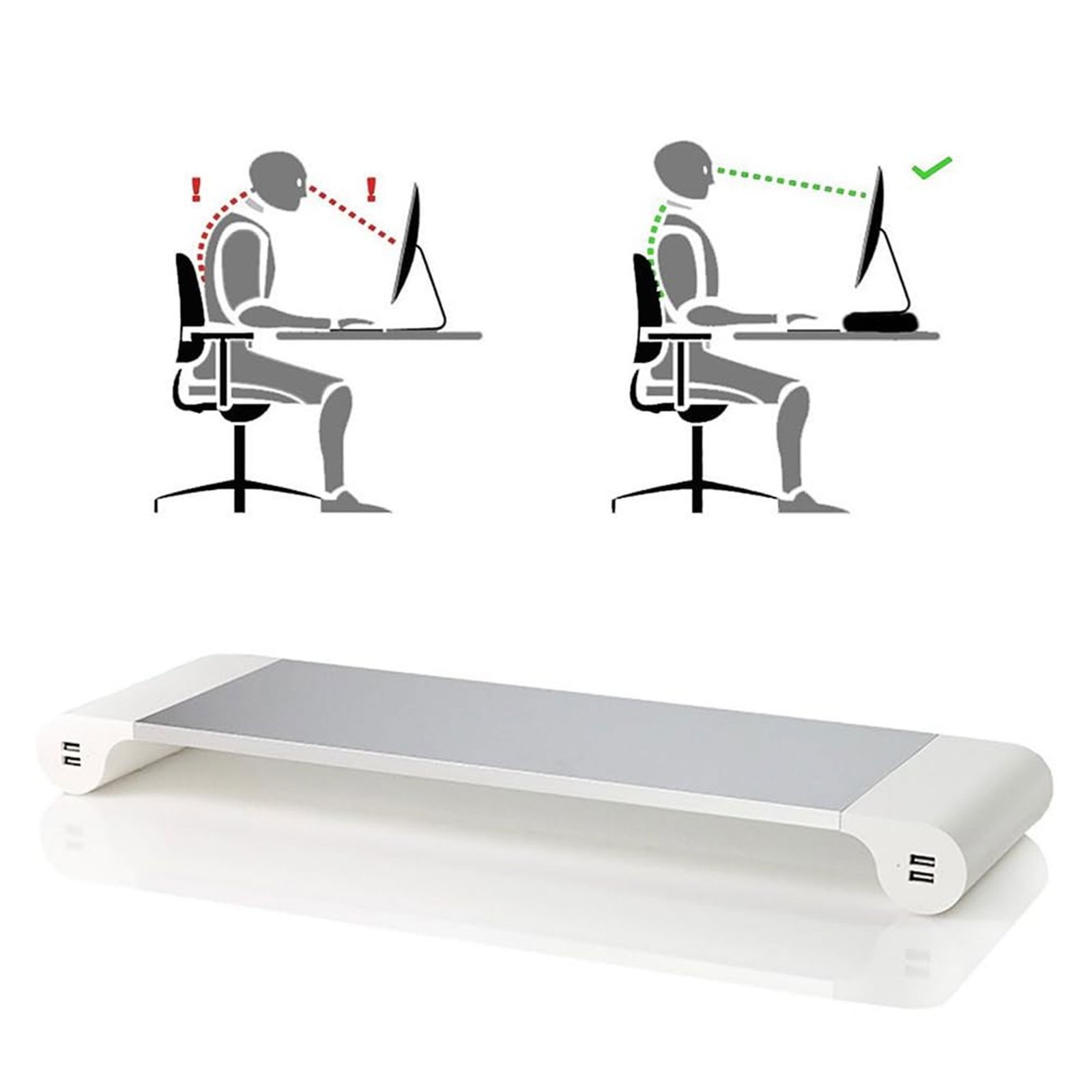 حامل لابتوب وكمبيوتر للمكتب مع 4 منافذ بيانات وشحن USB - الصورة 3